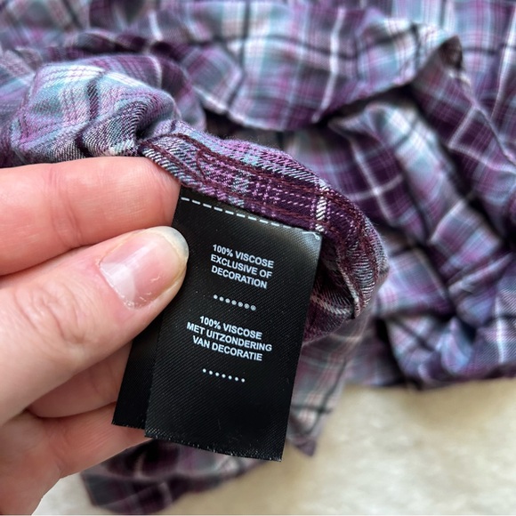 Harley Davidson Purple Plaid Button-Up Embroidered Flannel Shirt - Picture 5 of 5